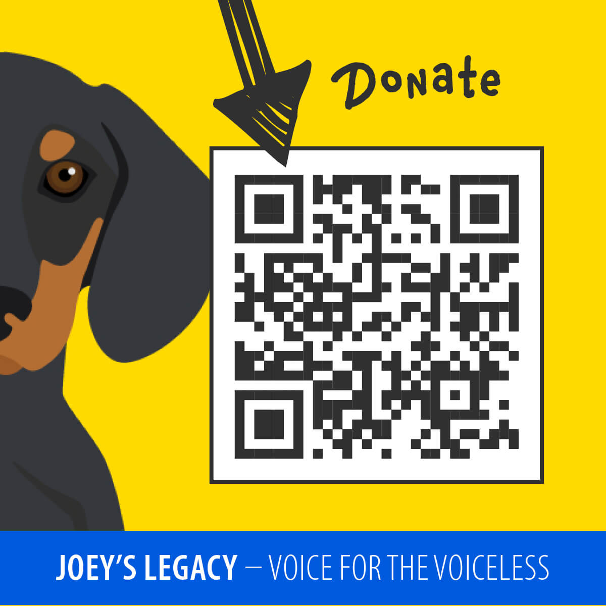 Joey's Legacy QR code social media post for donation page